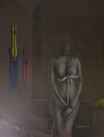 *PAUL WUNDERLICH ORIGINAL LITHOGRAPH: Paul Wunderlich (1927-2010 German), nude, unframed lithograph, signed lower right, numbered from edition of 100 lower left, approximately 25 5/8" x 19 5/8".