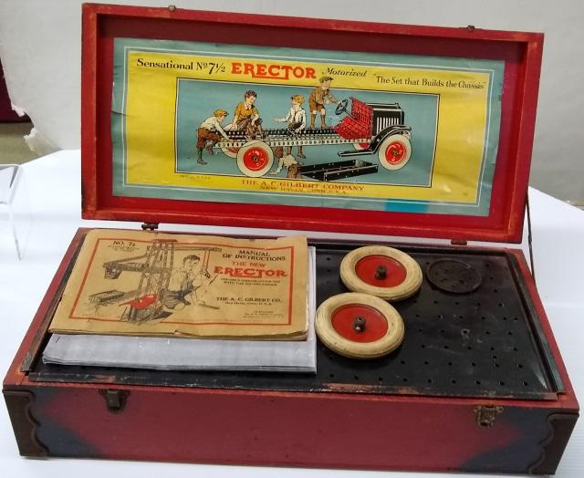 *ERECTOR SET: Enclosed in fitted wood box having red paint.
