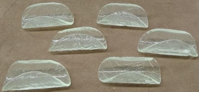 *6 LALIQUE STYLE NAPKIN HOLDERS: Approximate height 1 1/2".