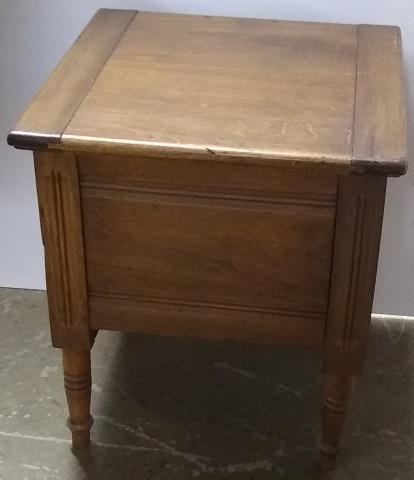 19TH C. COMMODE: Fitted with hinged top, approximate height 17", width 14 3/4", depth 14 1/4".