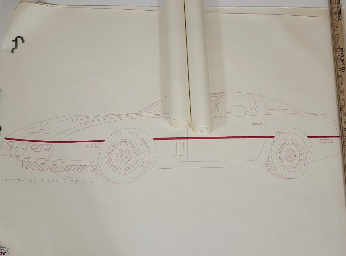 3 HEWLETT PACKARD PROMOTIONAL POSTERS: Classic Corvette, Boeing jet, and Glider, 2 approximately 34" x 40", 1 approximately 22" x 30".