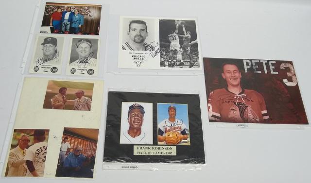 GROUP OF AUTOGRAPHED SPORTS RELATED PHOTOGRAPHS: Turk Wendell, Dan Plesac, Bill Wennington, Frank Robinson, Pierre Pilote, etc.