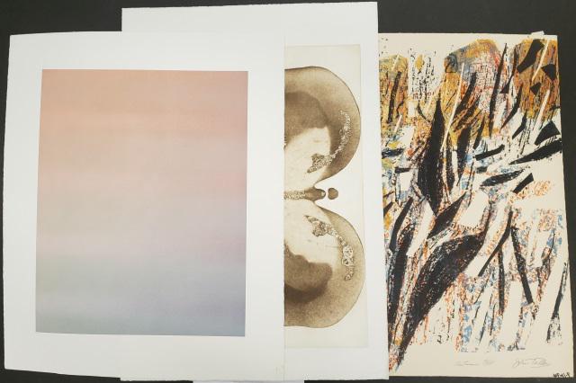3 UNFRAMED WORKS: "American Butterfly #6" by Marion Epting, aquatint etching, signed, titled, and numbered VII lower margin, approximately 20 1/2" x 29 3/8", "Autumn" by John Talleur, lithograph, signed, titled, and nu