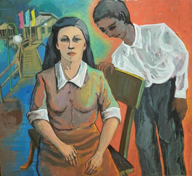 *WILL LAMM ORIGINAL OIL PAINTING: Will Lamm (1917-2006 American), "At Ocean City", unframed oil on canvas, approximately 3' x 3' 4".