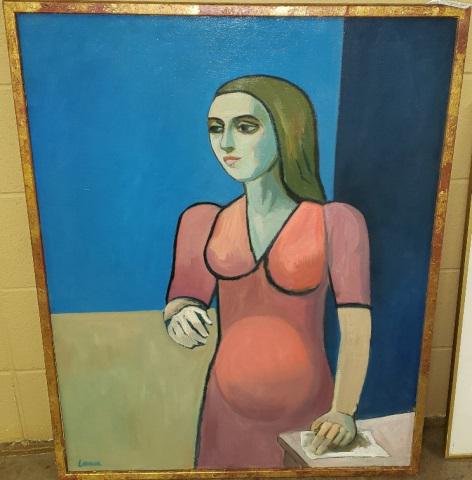 *WILL LAMM ORIGINAL OIL PAINTING: Will Lamm (1917-2006 American), "The Letter", framed oil on canvas, signed lower left, titled on stretcher bar on verso, piece appears on page 41 of the Will Lamm book, approximately 36" x 28", with f