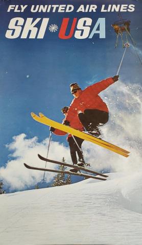 *UNITED AIR LINES, STAN GALLI POSTER: "Ski USA" travel poster, paper size 40" x 25".