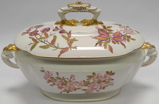 *ROYAL WORCESTER TUREEN: Having floral decoration, approximate length 15 1/2".