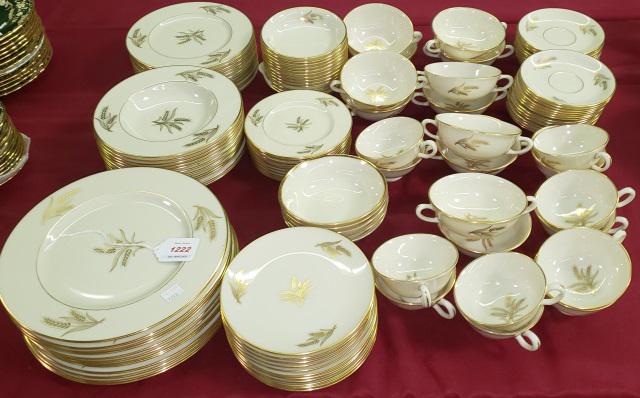 *SET OF LENOX DINNERWARE: Harvest pattern R-441, 12 dinner plates, approximate diameter 10 1/2", 12 soup bowls, diameter 8 1/2", 12 salad plates, diameter 8 1/2", 13 fruit bowls, 12 bread plates, 5 finger bowls, 12 dessert pla