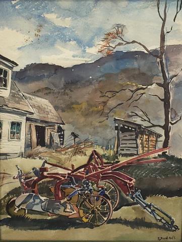 *RUTH VAN SICKLE FORD ORIGINAL WATERCOLOR PAINTING: Ruth van Sickle Ford (1897-1989 American), "New Fane, Vermont", framed watercolor, signed lower right, titled in marker on verso, approximately 26" x 19", with frame 31" x 24".
