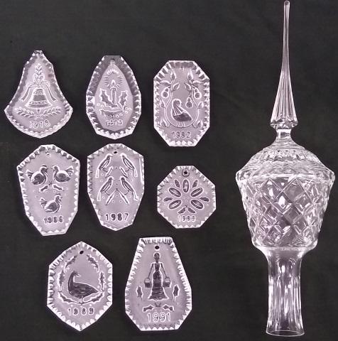 *GROUP OF WATERFORD ORNAMENTS: Together with tree top ornament by Lenox.