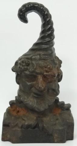 19TH CENTURY CAST IRON DOOR STOP: Depicting bust of bearded man.