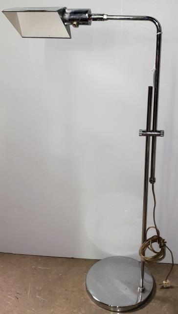 KOVACS ARCHITECTURAL FLOOR LAMP: Chrome floor lamp with adjustable height, max height is 50".