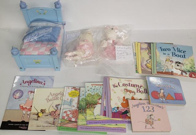 *AMERICAN GIRL DOLL ITEMS: Angelina Ballerina items, books, retired puppet and bed, etc.
