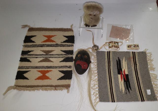 *GROUP OF NATIVE AMERICAN ITEMS: Including Ookpik Inuit figure, mask, paper art, etc.