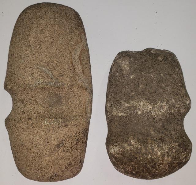 *2 NATIVE AMERICAN STONE AXE HEADS: Longest approximately 7 1/2".