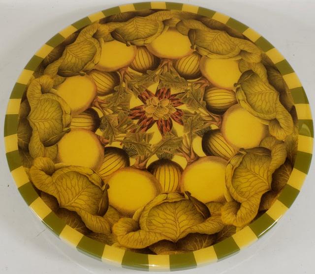*ANNIE MODICA HANDCRAFTED LAZY SUSAN: "Veggie", signed and titled on bottom, approximate diameter 18".
