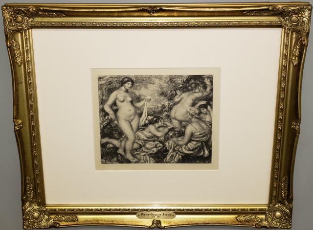*FRAMED RENOIR GRAPHIC: "Femme Nues", framed graphic, approximately 7 7/8" x 9 1/2", with frame 19 1/2" x 23 1/4".