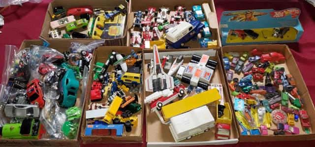 6 GROUPS OF MISCELLANEOUS TOYS: Toys cars, trucks, planes, Teenage Mutant Ninja Turtles, etc.