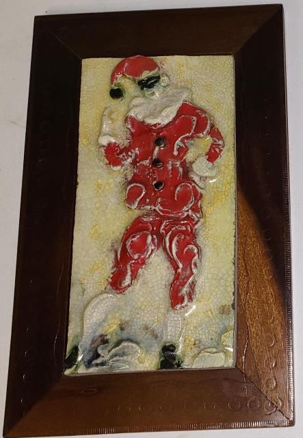 FRAMED ITALIAN TILE: Jester, marked on back "Made in Italy", with frame approximately 10 3/4" x 6 3/4".