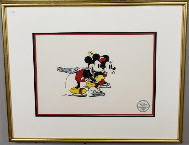 *WALT DISNEY LIMITED EDITION SERIGRAPH CELL: "The Skating Lesson", with frame approximately 17 1/8" x 21 1/8".