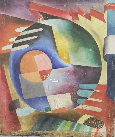 *KARL GASSLANDER ORIGINAL OIL PAINTING: Karl Gasslander (1905-1997 American), abstract, unframed oil on linen canvas, artist inventory number of 710-15 on verso, approximately 25" x 21 3/4".