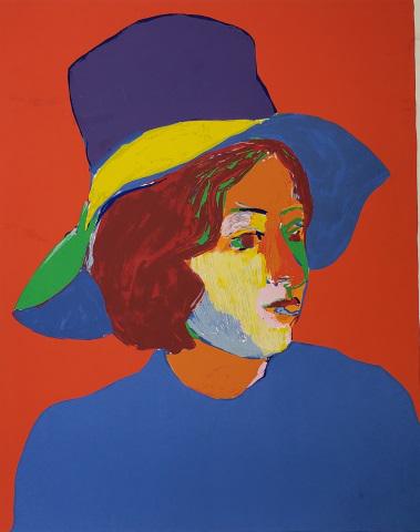 *JOHN GRILLO ORIGINAL SERIGRAPH: John Grillo (1917-2014 American), portrait of woman in blue, unframed serigraph, signed and dated 1979 lower right, approximately 33" x 26".