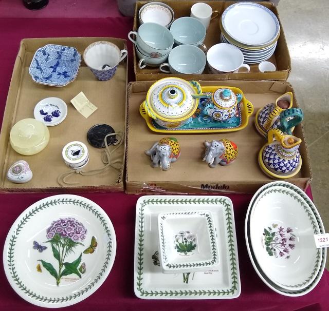 *GROUP OF PORCELAIN: Minton dish, Faberge bread plate, Limoges tray, Vista Alegre saucers, etc.