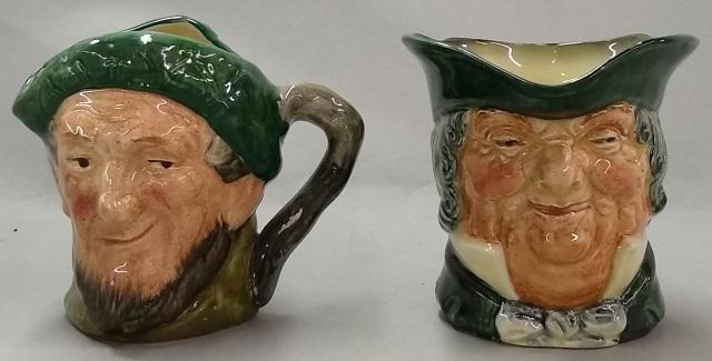 *2 SMALL ROYAL DOULTON CHARACTER JUGS: "Toby Philpots" D5737, approximate height 3", and "Auld Mac" D5824.