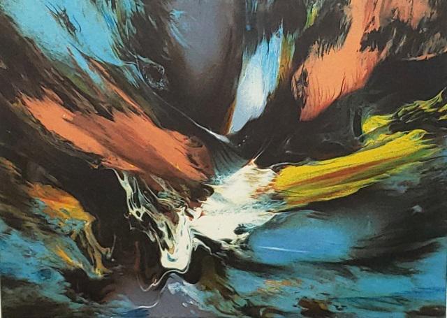 *LEONARDO NIERMAN ORIGINAL LITHOGRAPH: Leonardo Nierman (1932- Mexican), "Cosmic Wind", framed lithograph, signed in pencil lower right, numbered from edition of 250 lower left, piece has COA from Merrill Chase Galleries, approximately 10"