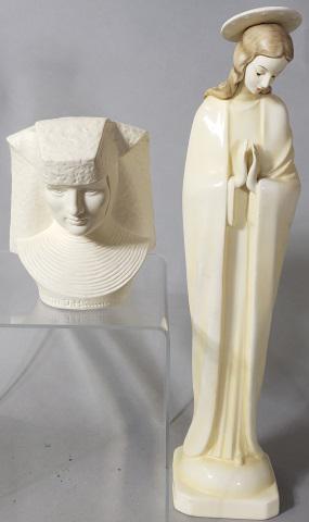 2 HUMMEL FIGURINES: "Madonna with Halo", approximate height 16", and bust of Sister Hummel, height 5 3/4".