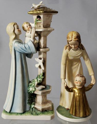 2 GOEBEL FIGURES: "Madonna of the Doves", No. 57, approximate height 10 3/8", and "Her Shining Hour", height 7 3/4".