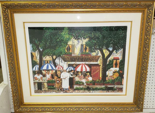 GUY BUFFET ORIGINAL LITHOGRAPH: Guy Buffet, "Auberge le Petit Prince", framed lithograph, signed lower right, numbered 126/595 lower left.