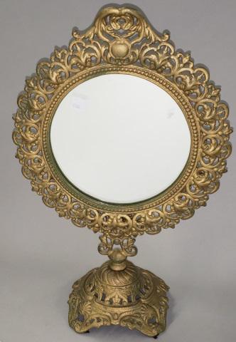 BRASS SHAVING MIRROR: Approximate height 17".