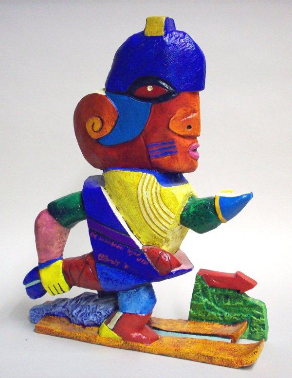 CLEMENS BRIELS SCULPTURE: "The Birkenbeiner Legend", 18/30, signed "C. Briels", dated '01, approximate height 25", width 20", depth 6".