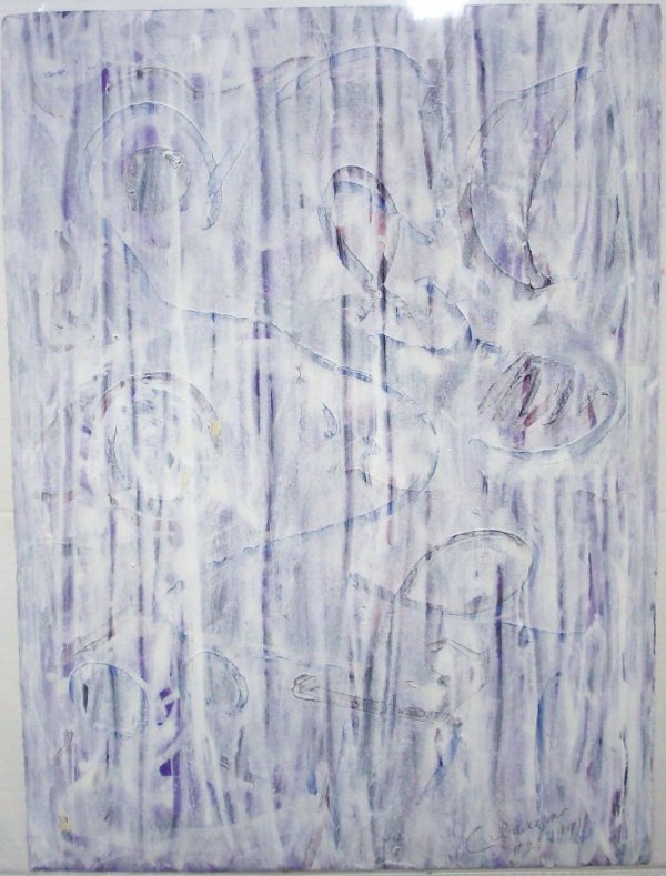 ***CALCAGNO, LAWRENCE: (1913-1993 American) "#2, 1991", unframed acrylic and watercolor, approximate size 30" x 22", signed and dated lower right.
