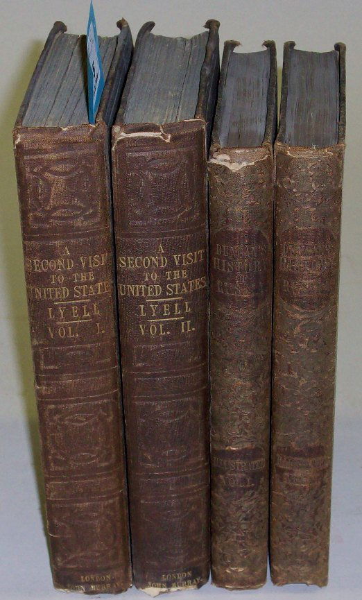 ***FOUR BOOKS: Lyell, Sir Charles, 2 volumes, "A Second Visit to the United States of North America", London, John Murray, Albemarle St., 1849, and Rabbe, Alphonse and Duncan, Jonathon, 2 volumes "History of Russia