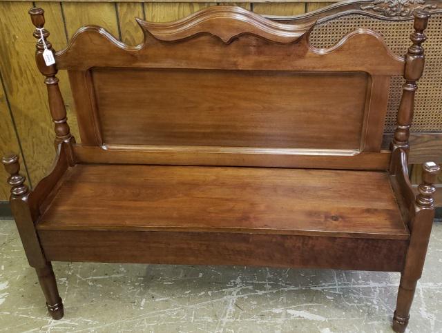 *WALNUT BENCH: Approximate height 42 1/2", width 52", and depth 16".