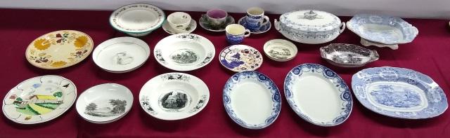 GROUP OF EARLY PORCELAIN: Including Majolica, Gibson and Sons, Oriental, etc.