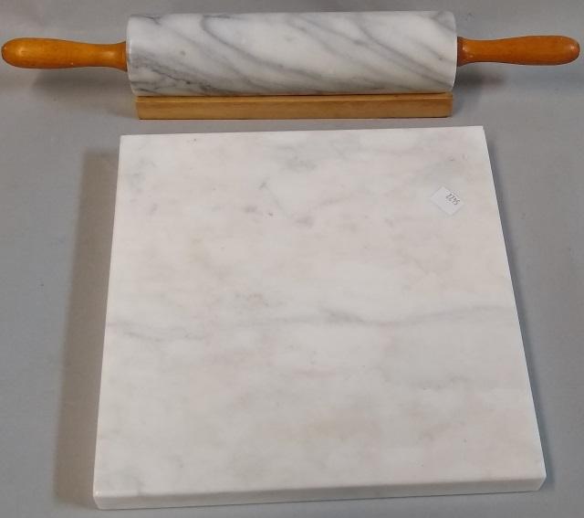 *GROUP: Rolling pin and marble pastry board.