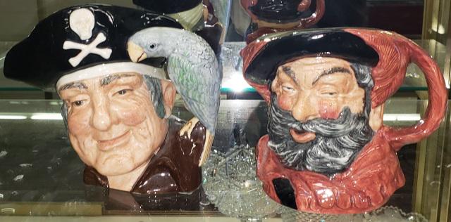 *2 ROYAL DOULTON CHARACTER JUGS: Both large, including "Long John Silver, D6335, height 6 1/2", and "Falstaff", N6287, height 5 3/4".