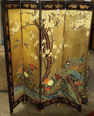 ORIENTAL STYLE 4-FOLD FLOOR SCREEN (1 of 9)