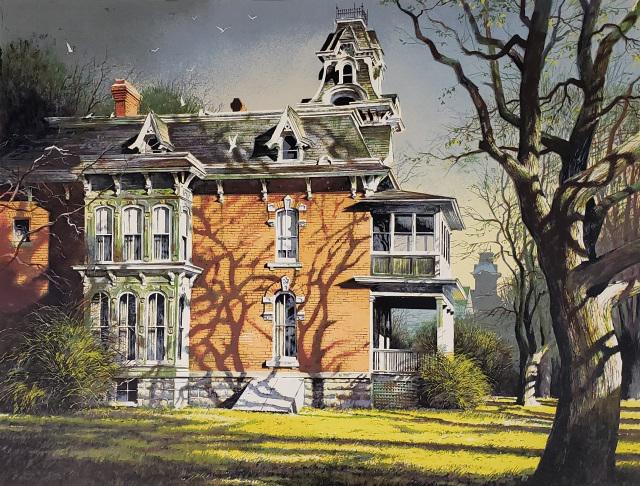 ROBERT ADDISON ORIGINAL LITHOGRAPH: "Autumn" circa 1977, unframed lithograph on paper, signed Robert W. Addison in pencil lower right margin, approximate image size, 18 1/4" x 24", paper 23 3/4" x 29", item was originally purchased from