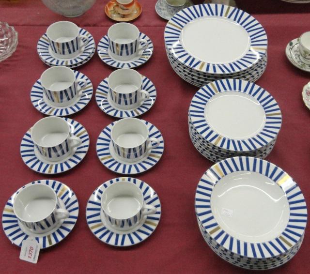 SET OF MIKASA DINNERWARE: 7 dinner plates, 8 salad plates, 6 soup bowls, 8 cups and 9 saucers.
