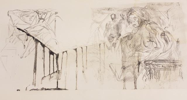 JACQUES VILLON: Unframed lithograph depicting figures, signed in pencil lower right, approximate paper size 15 1/4" x 22 3/8".