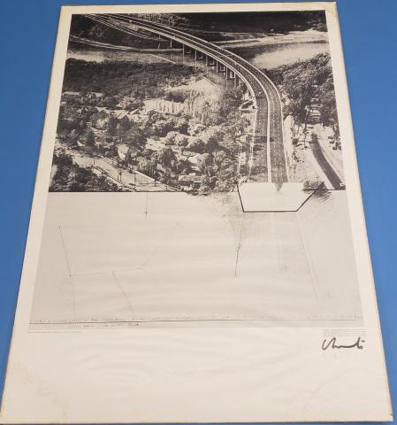 CHRISTO: Christo (B 1935), "Closed Highway Project", unframed print, signed lower right and numbered 7/150, paper size 34 1/2" x 24".