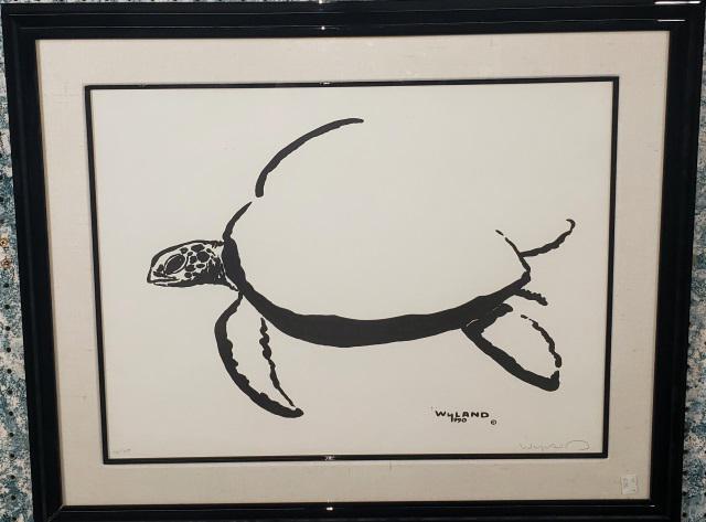 ROBERT WYLAND FRAMED GRAPHIC: "Sea Turtle", framed lithograph, signed in pencil lower right, and numbered 16/750, approximate sight 16 3/4" x 22 1/4" x frame 24" x 30".