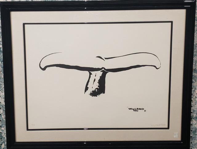 ROBERT WYLAND FRAMED GRAPHIC: "Whale Tail", framed lithograph, signed in pencil lower right, and numbered 75/750, approximate sight 16 1/4" x 22 1/4" x frame 24" x 30".