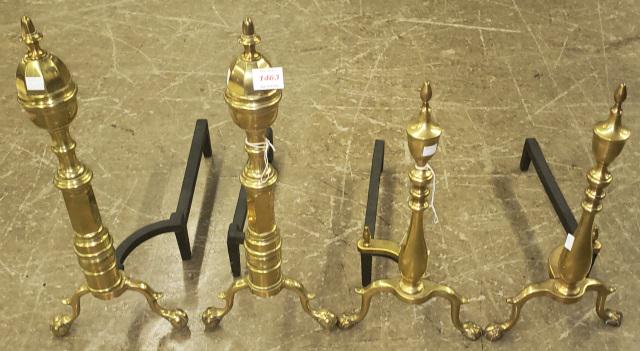 2 PAIR OF BRASS ANDIRONS: Brass andirons.