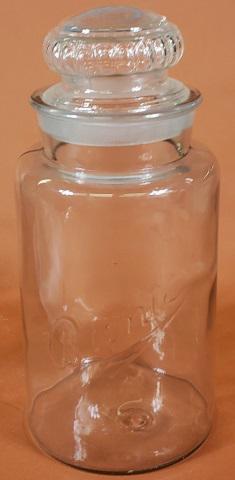 BUNTE CANDY JAR: Bunte Candy embossed jar, approximate height 11 3/4".