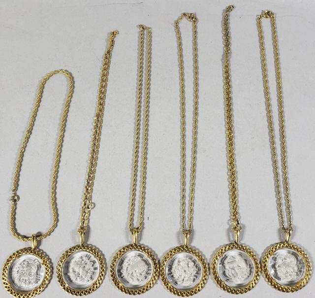 6 TRIFARI ZODIAC NECKLACES: 6 Trifari Zodiac necklaces, (6 of 12).